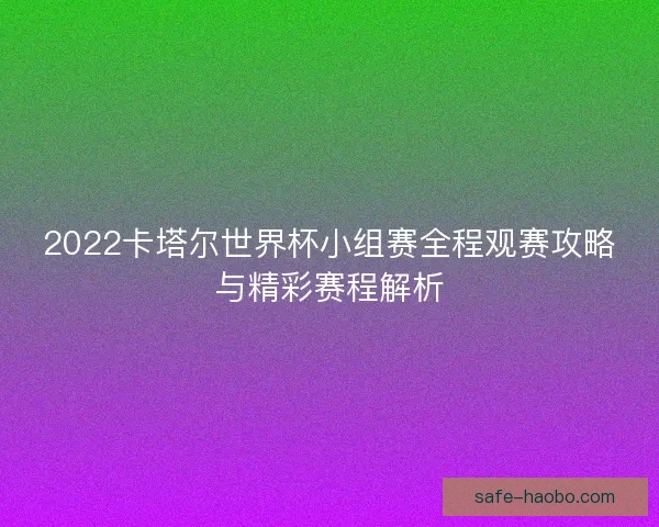 2022卡塔尔世界杯小组赛全程观赛攻略与精彩赛程解析 2022卡塔尔世界杯小组赛全程观赛攻略与精彩赛程解析