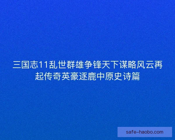 三国志11乱世群雄争锋天下谋略风云再起传奇英豪逐鹿中原史诗篇